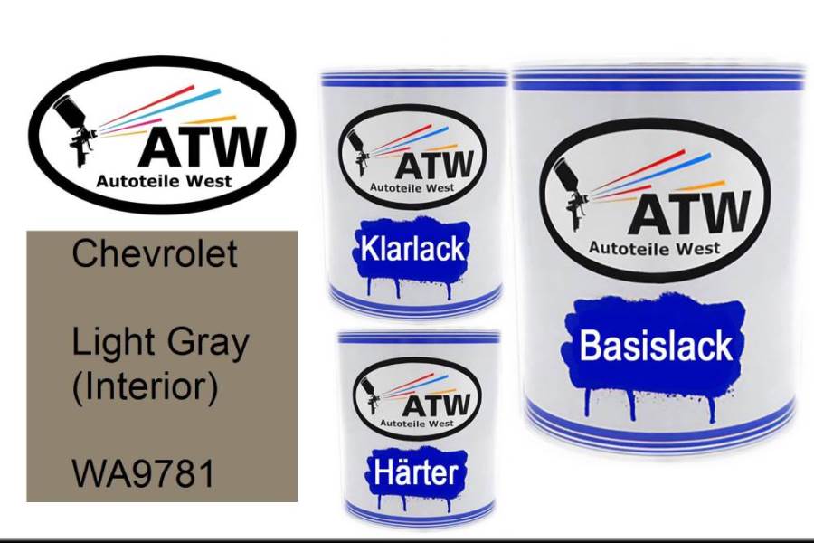 Chevrolet, Light Gray (Interior), WA9781: 1L Lackdose + 1L Klarlack + 500ml Härter - Set, von ATW Autoteile West.